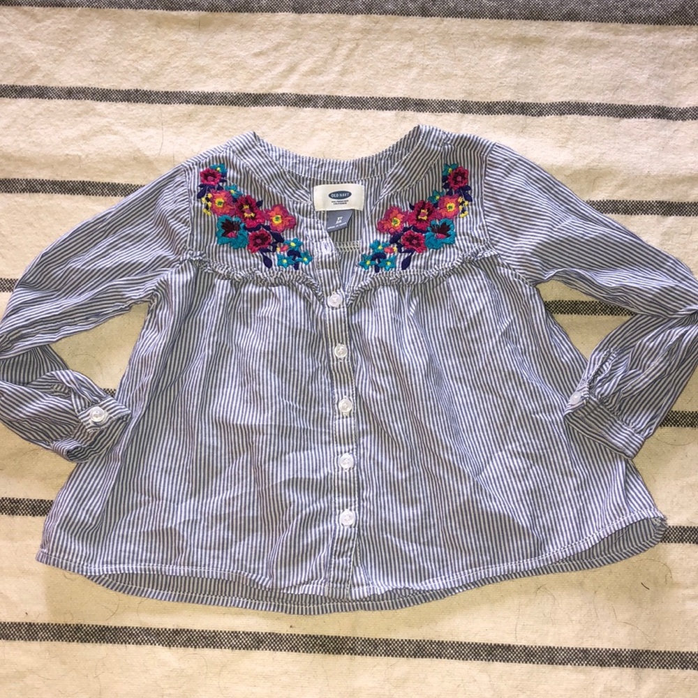 Embroiled striped top